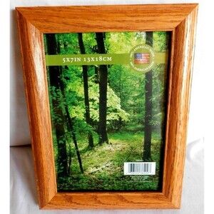 OAK WOOD PHOTO FRAMES 5" x 7" SOLID TABLETOP FREESTANDING GLASS FRONT Lot of 4